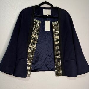 Phillip Lim Elegant Navy Blue Women's Jacket w/silver bar embellishment. Sz 6.